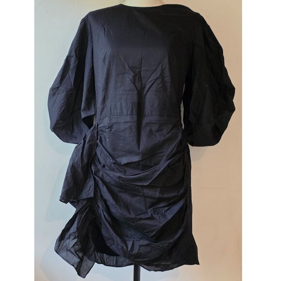 NEW RHODE PIA SHIRRED MINI DRESS IN BLACK SIZE L - Picture 2 of 6